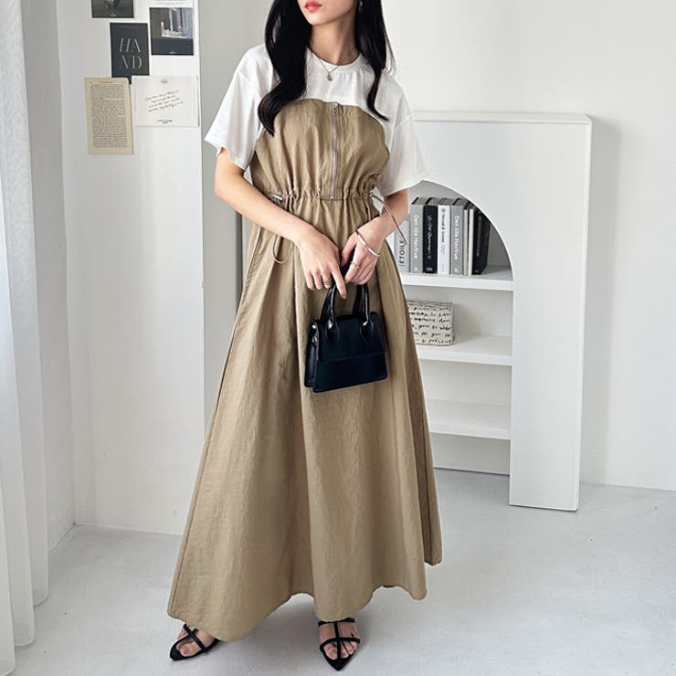 フレンチスリーブハーフジップビスチェドッキングワンピース | GeeRA | 詳細画像13 