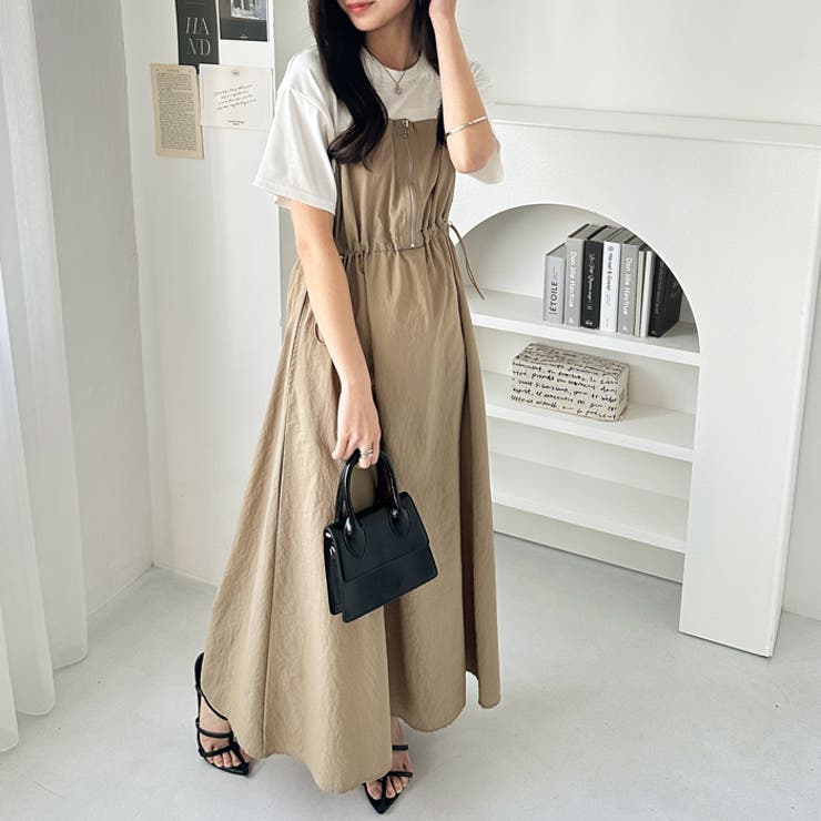 フレンチスリーブハーフジップビスチェドッキングワンピース | GeeRA | 詳細画像14 