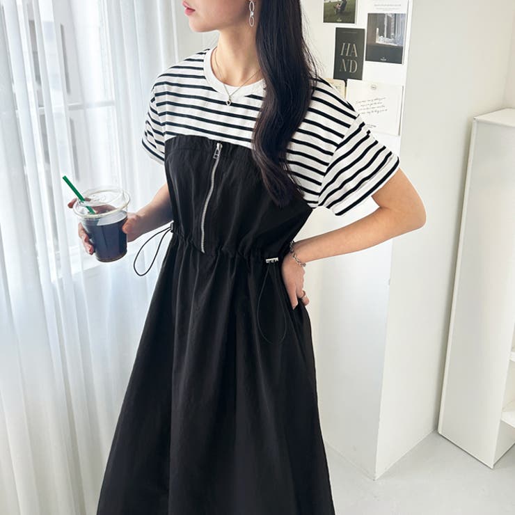 フレンチスリーブハーフジップビスチェドッキングワンピース | GeeRA | 詳細画像19 