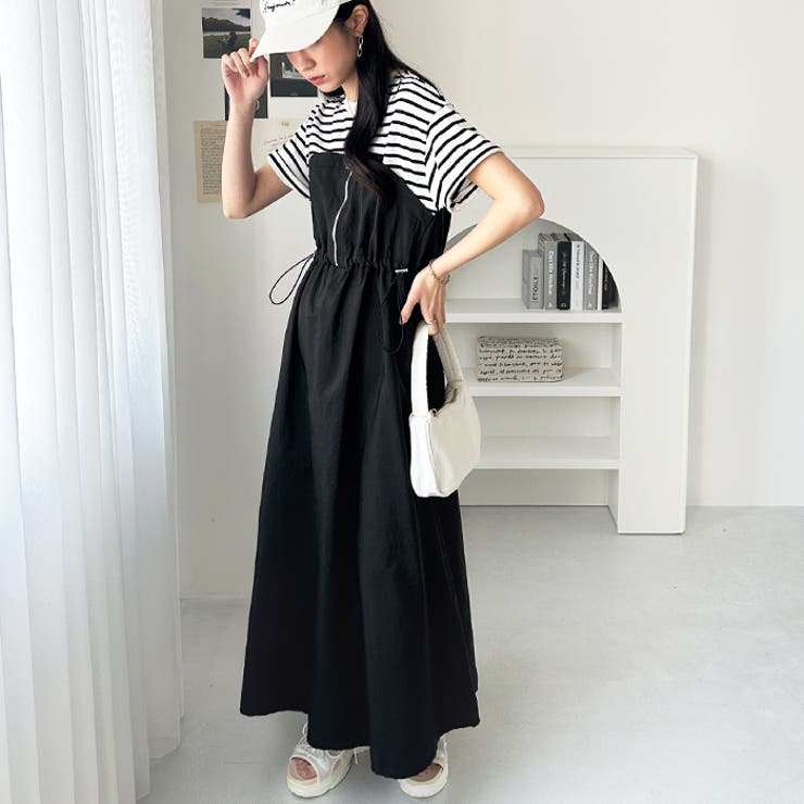 フレンチスリーブハーフジップビスチェドッキングワンピース | GeeRA | 詳細画像21 