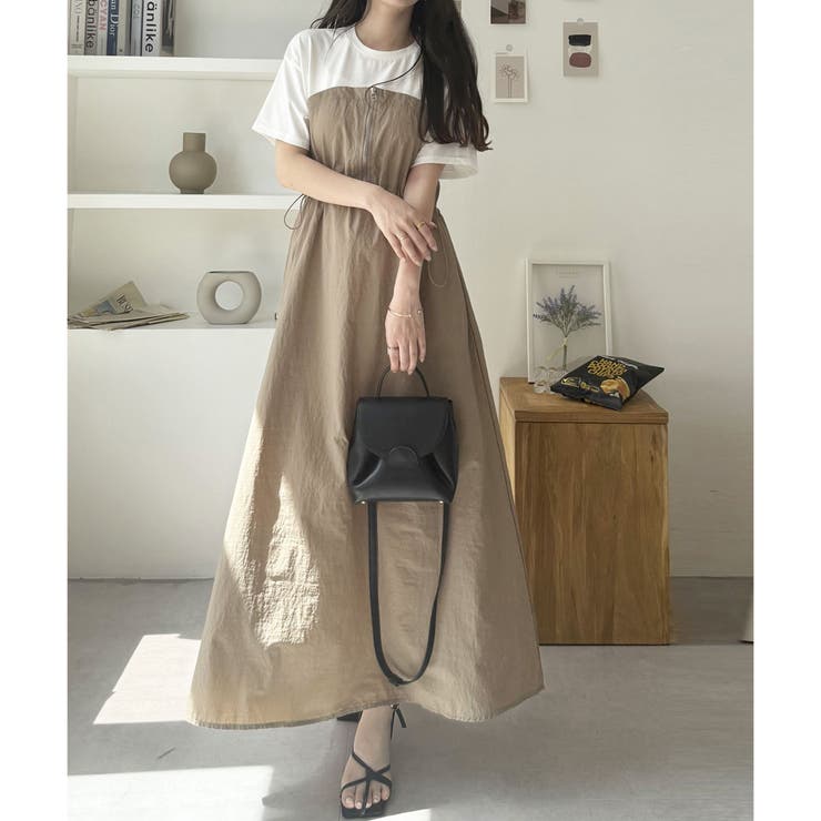 フレンチスリーブハーフジップビスチェドッキングワンピース | GeeRA | 詳細画像17 