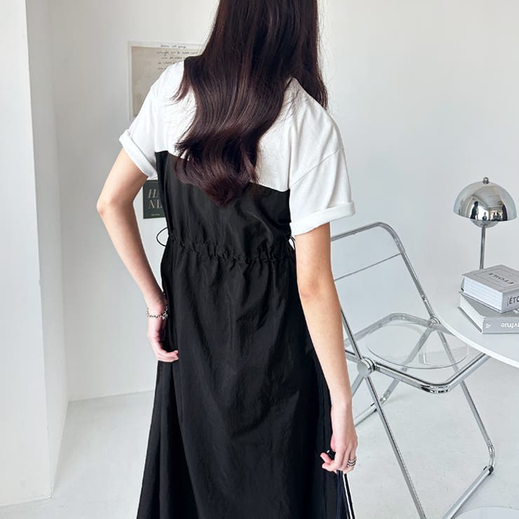 フレンチスリーブハーフジップビスチェドッキングワンピース | GeeRA | 詳細画像3 