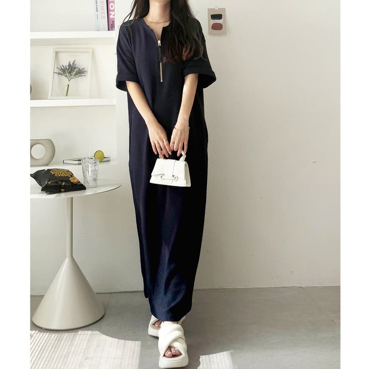 ジッパー付き半袖ワンピース グレー 楽天市場】ジップアップ 半袖（ワンピース｜レディース