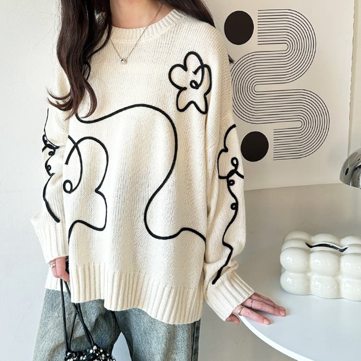 フラワーコード刺しゅうニット | GeeRA | 詳細画像2 