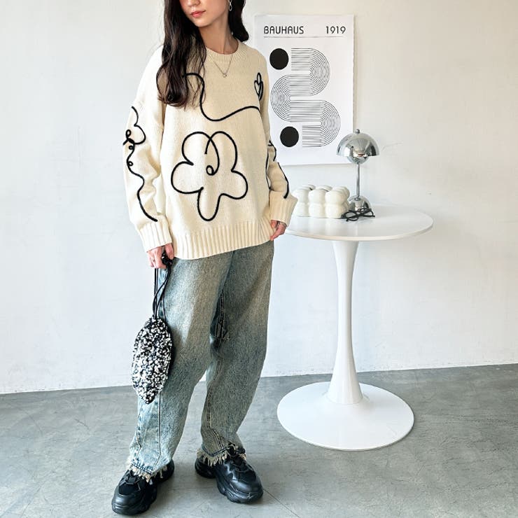 フラワーコード刺しゅうニット | GeeRA | 詳細画像4 