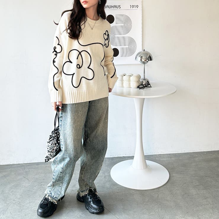 フラワーコード刺しゅうニット | GeeRA | 詳細画像5 