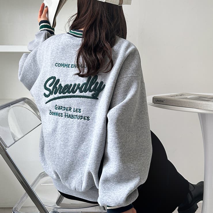 【FIRST MOOD】ラインリブエンブロイダリー裏起毛スウェット | GeeRA | 詳細画像2 