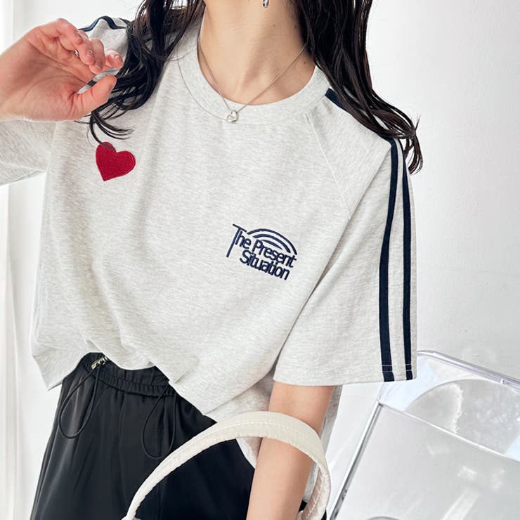 【FIRST MOOD】ハート刺しゅうラインＴシャツ | GeeRA | 詳細画像2 