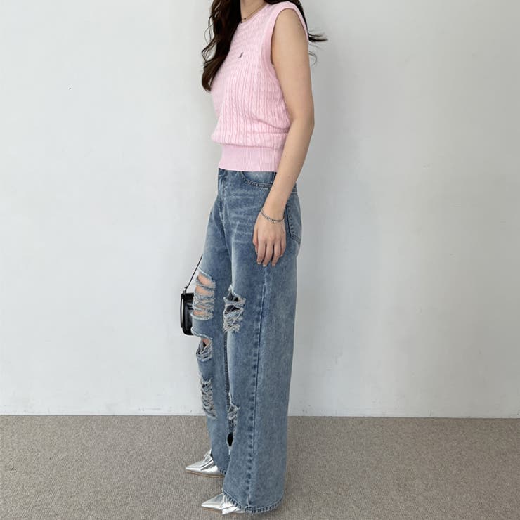 【nelliy.】ケーブル編みワンポイント刺しゅうノースリーブニット | GeeRA | 詳細画像10 