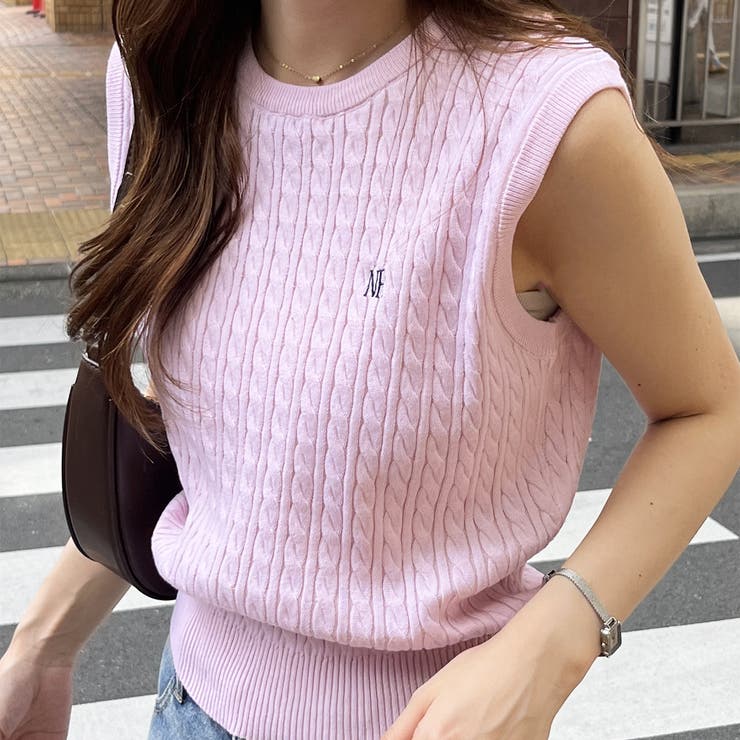 【nelliy.】ケーブル編みワンポイント刺しゅうノースリーブニット | GeeRA | 詳細画像14 