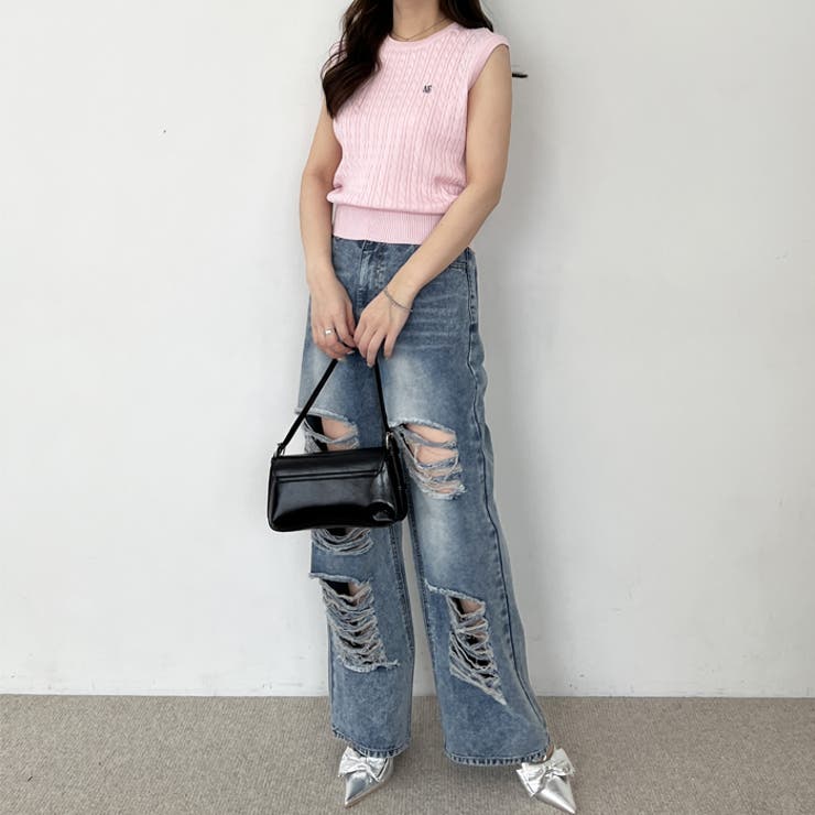 【nelliy.】ケーブル編みワンポイント刺しゅうノースリーブニット | GeeRA | 詳細画像9 