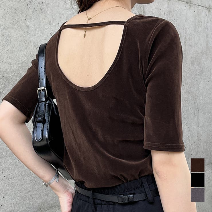 【nelliy.】ベロアバックオープンカットソー | GeeRA | 詳細画像1 