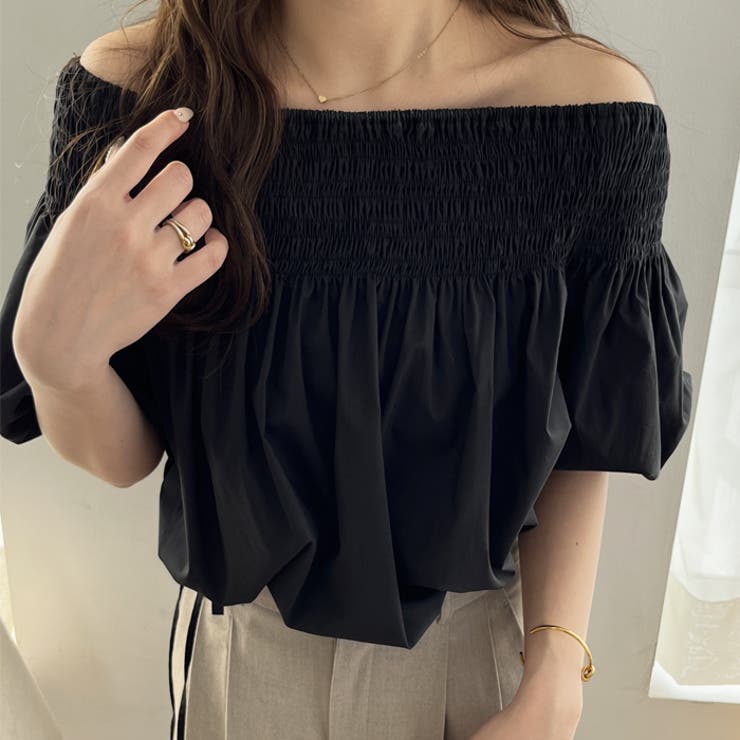 ブラック | 【nelliy.】ドロストオフショルブラウス | GeeRA