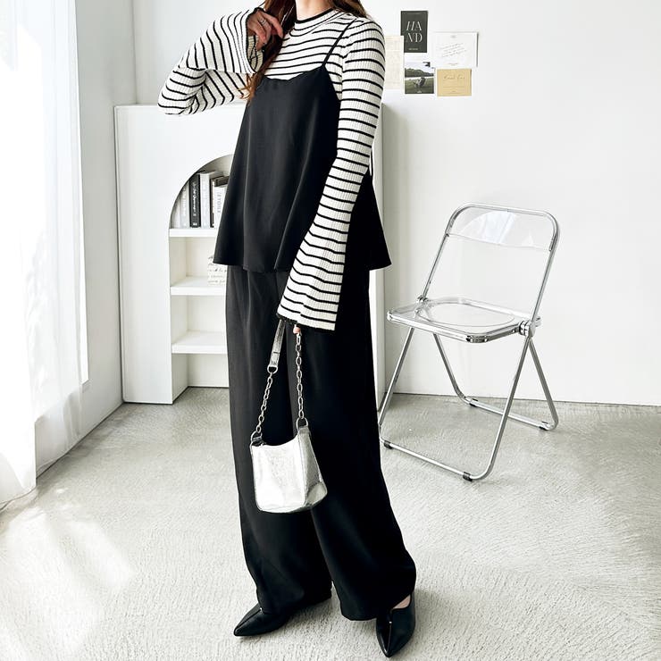 ブラック | セットアップ風キャミソールサロペット | GeeRA