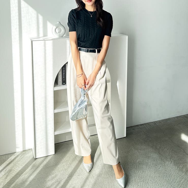 ケーブル編みサマーニットトップス[品番：GERW0010958]｜GeeRA（ジーラ