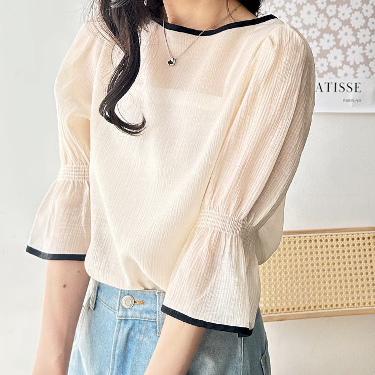 前後２ＷＡＹキャンディスリーブ半袖シアーブラウス | GeeRA | 詳細画像5 