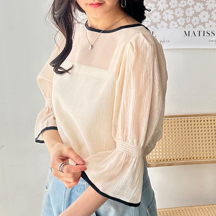 前後２ＷＡＹキャンディスリーブ半袖シアーブラウス | GeeRA | 詳細画像2 