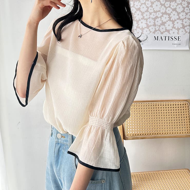 前後２ＷＡＹキャンディスリーブ半袖シアーブラウス | GeeRA | 詳細画像4 