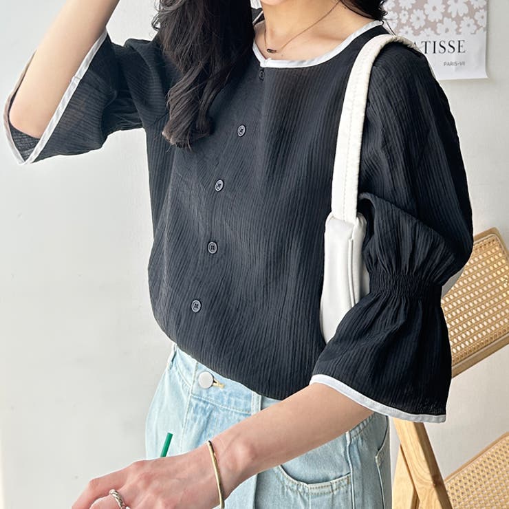 前後２ＷＡＹキャンディスリーブ半袖シアーブラウス | GeeRA | 詳細画像10 