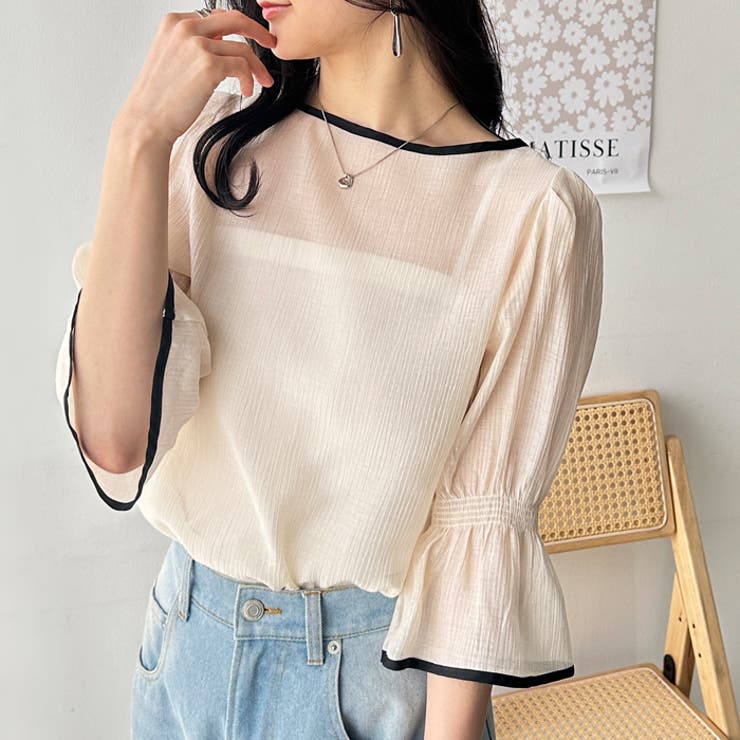 前後２ＷＡＹキャンディスリーブ半袖シアーブラウス | GeeRA | 詳細画像3 