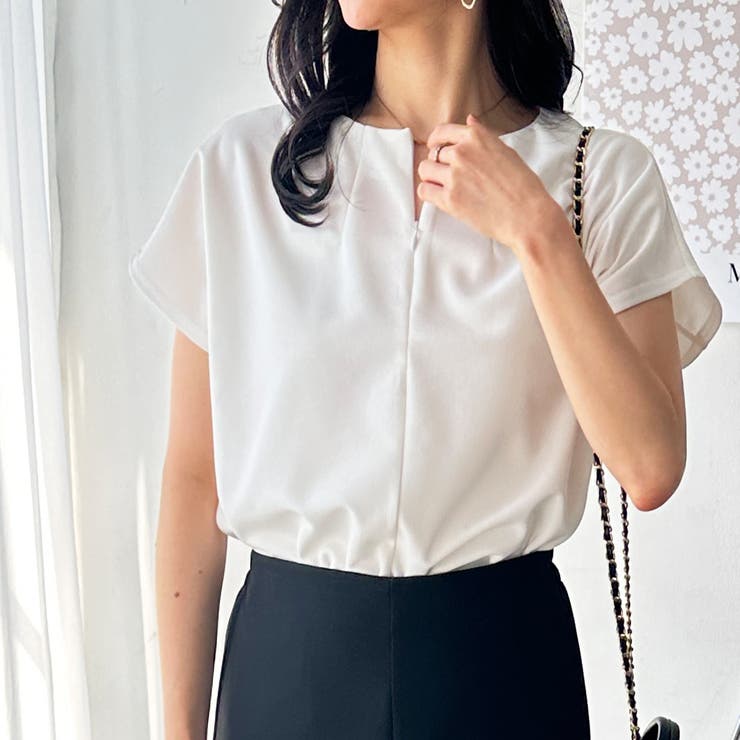 オフホワイト | 前後２ＷＡＹハーフジップＴブラウス | GeeRA