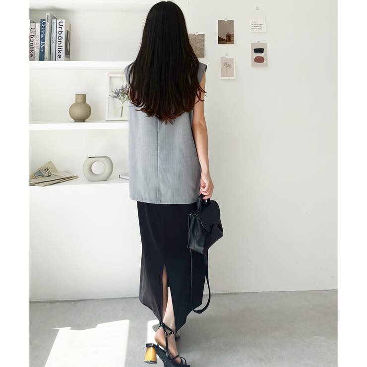 麻調ベスト×リブワンピースセット | GeeRA | 詳細画像10 