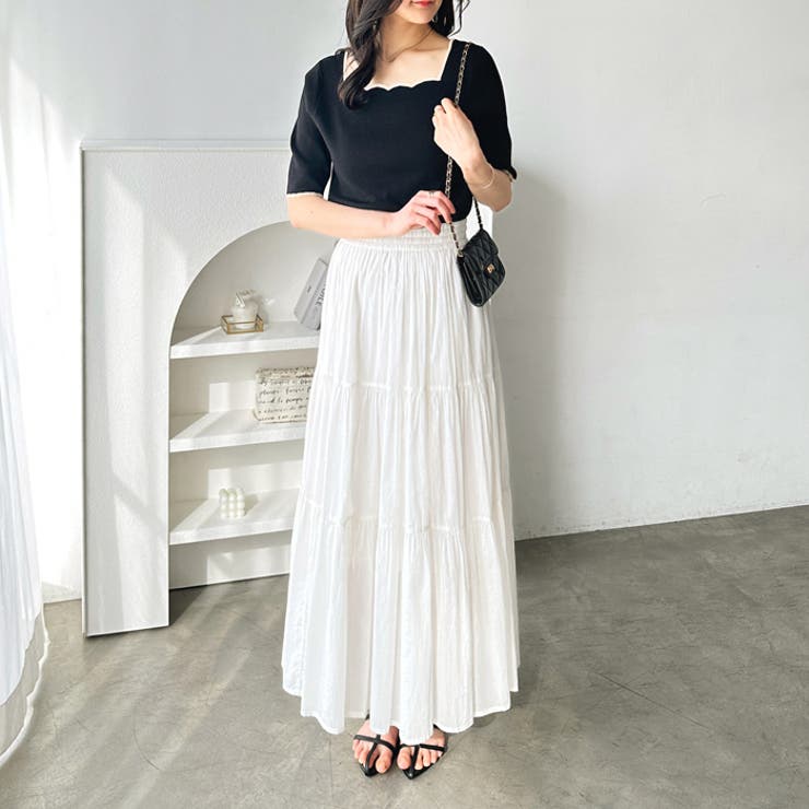 配色スカラップ５分袖サマーニット | GeeRA | 詳細画像8 