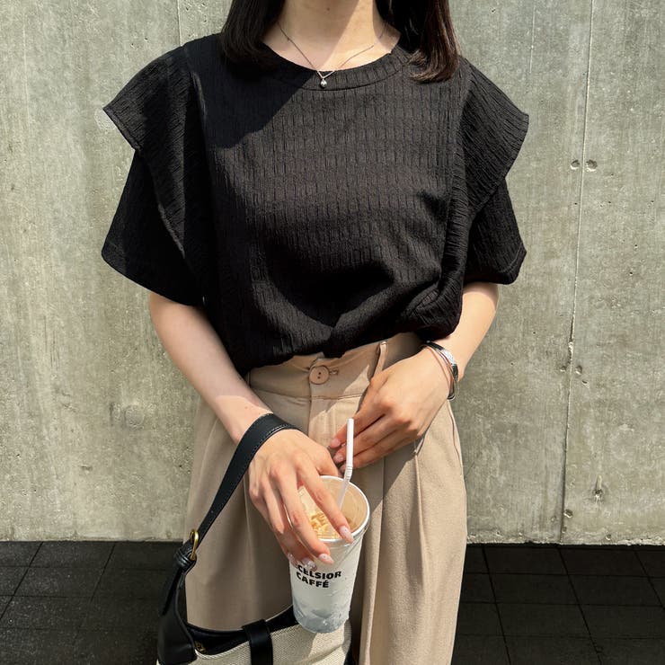 styling/ - styling/ スタイリング ラッフルショルダートップス