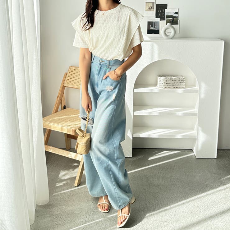 【styling/】ラッフルショルダートップス styling/（スタイリング）の「ラッフルショルダートップス