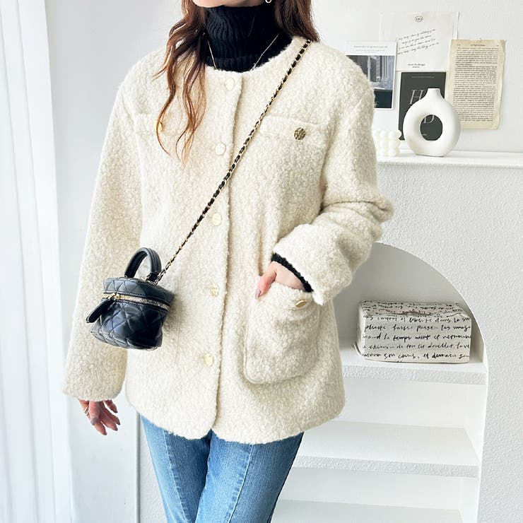 リングウールライク金ボタンジャケットコート | GeeRA | 詳細画像15 