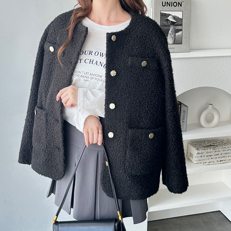 リングウールライク金ボタンジャケットコート | GeeRA | 詳細画像8 