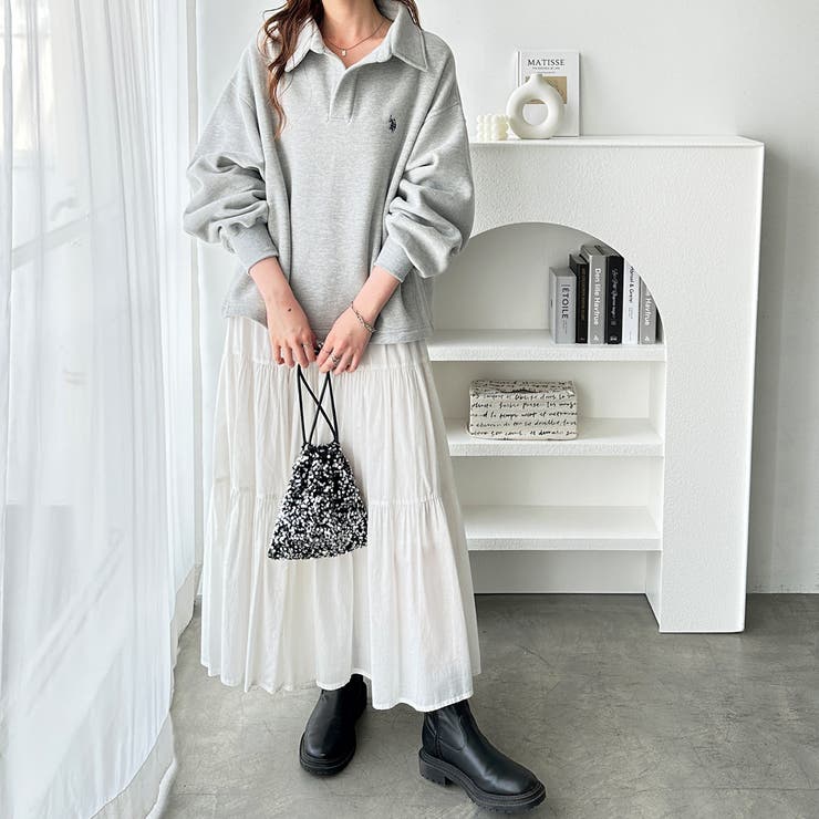 U．S．POLO ASSN．】表ピーチポロ衿スウェット[品番