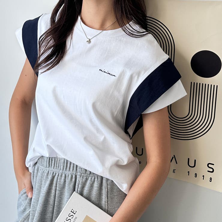 【FIRST MOOD】配色デザイン刺しゅうロゴＴシャツ | GeeRA | 詳細画像2 