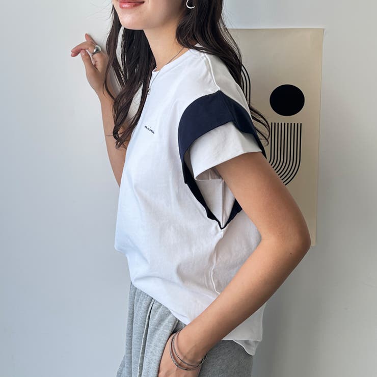 【FIRST MOOD】配色デザイン刺しゅうロゴＴシャツ | GeeRA | 詳細画像4 