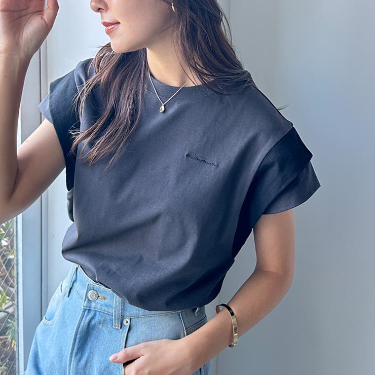 【FIRST MOOD】配色デザイン刺しゅうロゴＴシャツ | GeeRA | 詳細画像9 