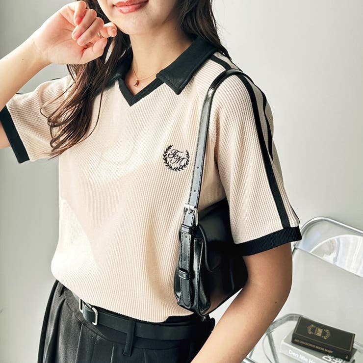 アイボリー | 【FIRST MOOD】ワッフル刺しゅうポロシャツ | GeeRA