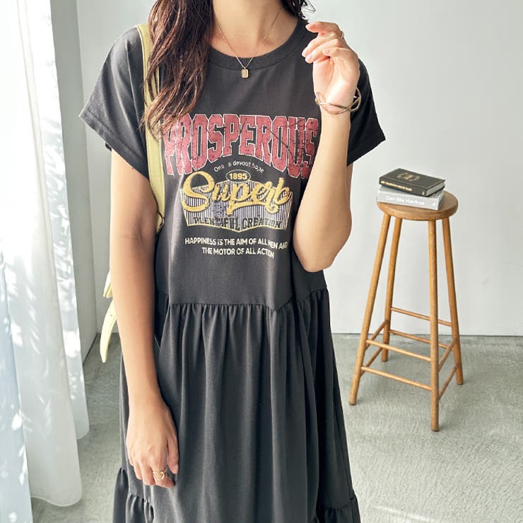 【FIRST MOOD】ピグメント風ティアードプリントＴシャツワンピース | GeeRA | 詳細画像9 