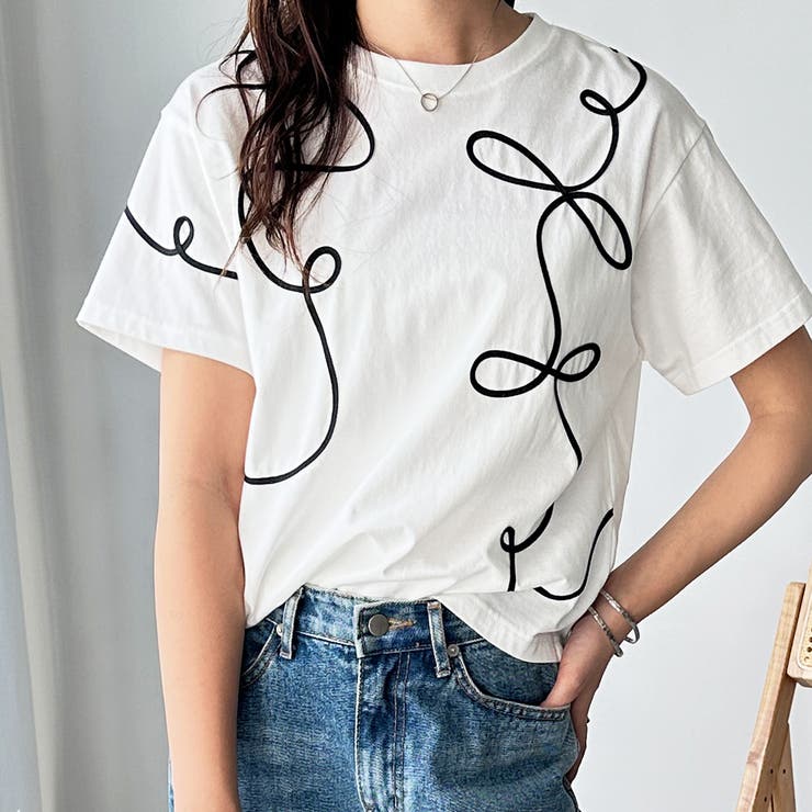 リボン風コート刺しゅうＴシャツ | GeeRA | 詳細画像10 