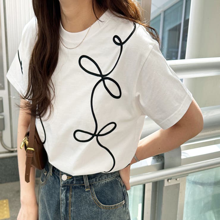 リボン風コート刺しゅうＴシャツ | GeeRA | 詳細画像4 