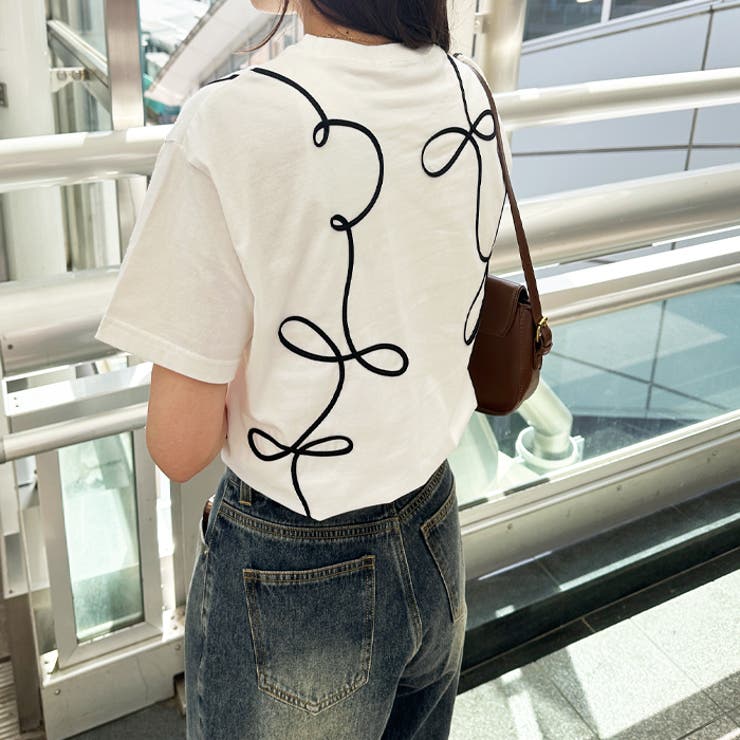 リボン風コート刺しゅうＴシャツ | GeeRA | 詳細画像7 