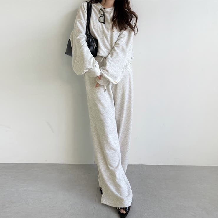 YOUING.】ダブルウエストワイドスウェットパンツ[品番