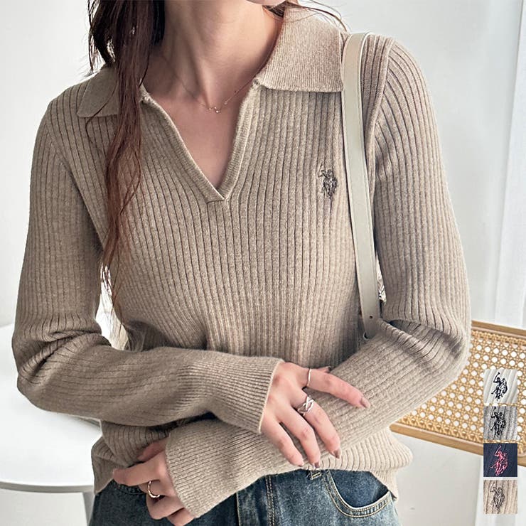 【Ｕ．Ｓ． ＰＯＬＯ ＡＳＳＮ．】ポロ衿リブニット | GeeRA | 詳細画像1 