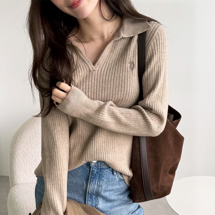 U．S． POLO ASSN．】ポロ衿リブニット[品番：GERW0011065