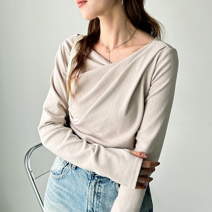 胸元ドレープデザイン起毛リブカットソー | GeeRA | 詳細画像25 