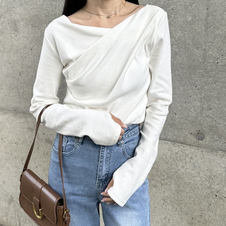 胸元ドレープデザイン起毛リブカットソー | GeeRA | 詳細画像7 