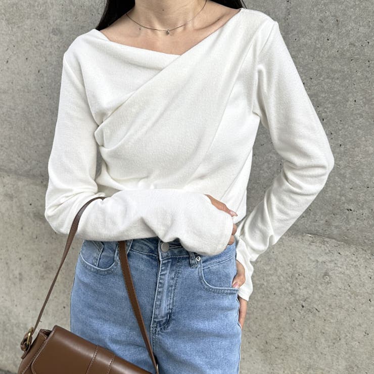 胸元ドレープデザイン起毛リブカットソー | GeeRA | 詳細画像8 