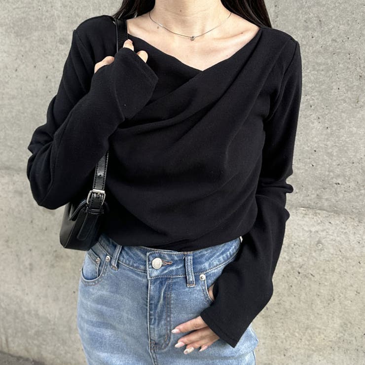 胸元ドレープデザイン起毛リブカットソー | GeeRA | 詳細画像12 