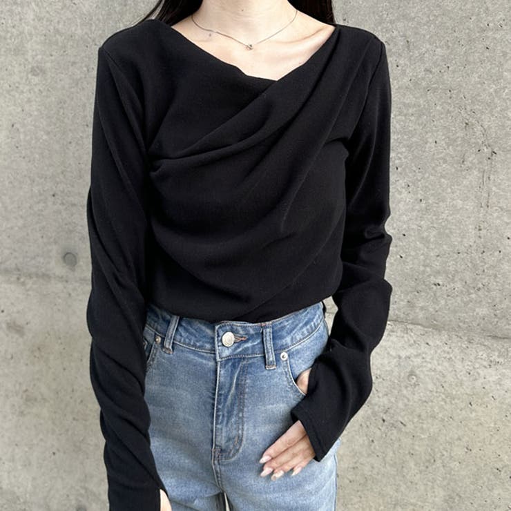 胸元ドレープデザイン起毛リブカットソー | GeeRA | 詳細画像13 