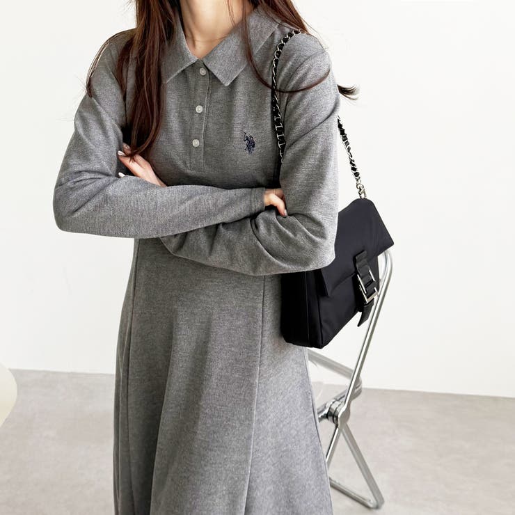 【Ｕ．Ｓ． ＰＯＬＯ ＡＳＳＮ．】ポロ衿カットソーワンピース | GeeRA | 詳細画像9 