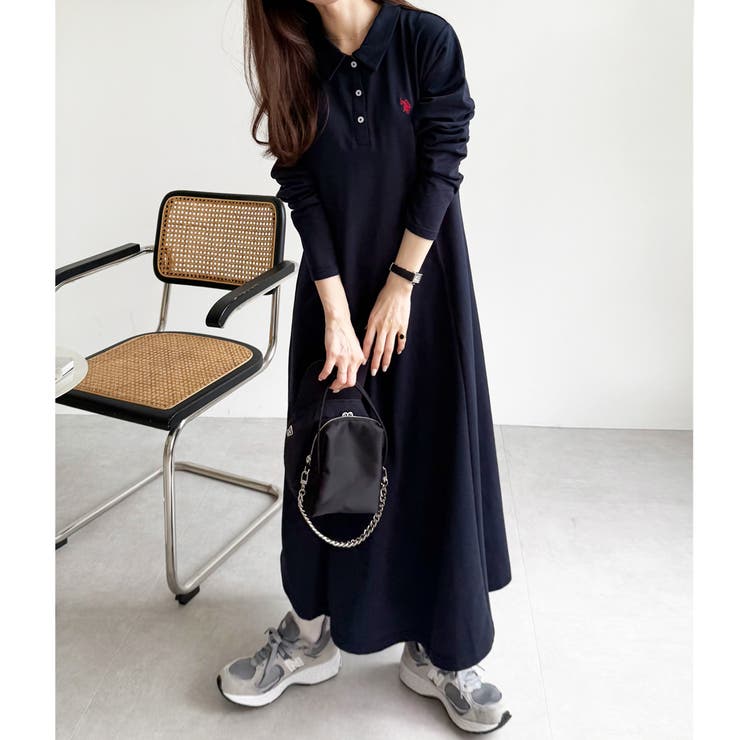 U．S． POLO ASSN．】ポロ衿カットソーワンピース[品番